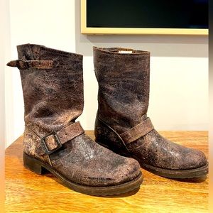 Frye Veronica Short Slouch Boots in Distressed Leather